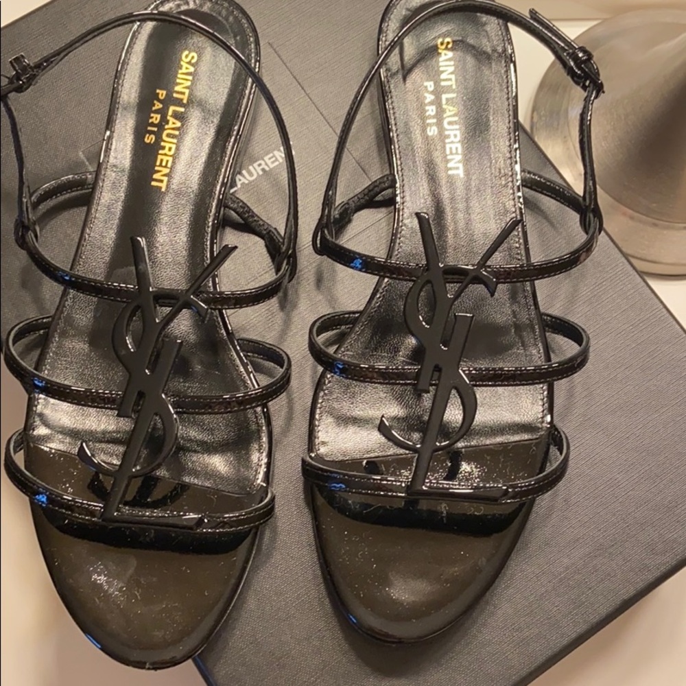 YSL VERNICE CHIFFON FLAT SANDAL 37.5